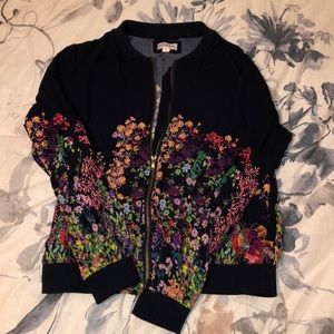 Rare Merona | Medium Navy Blue floral zip up